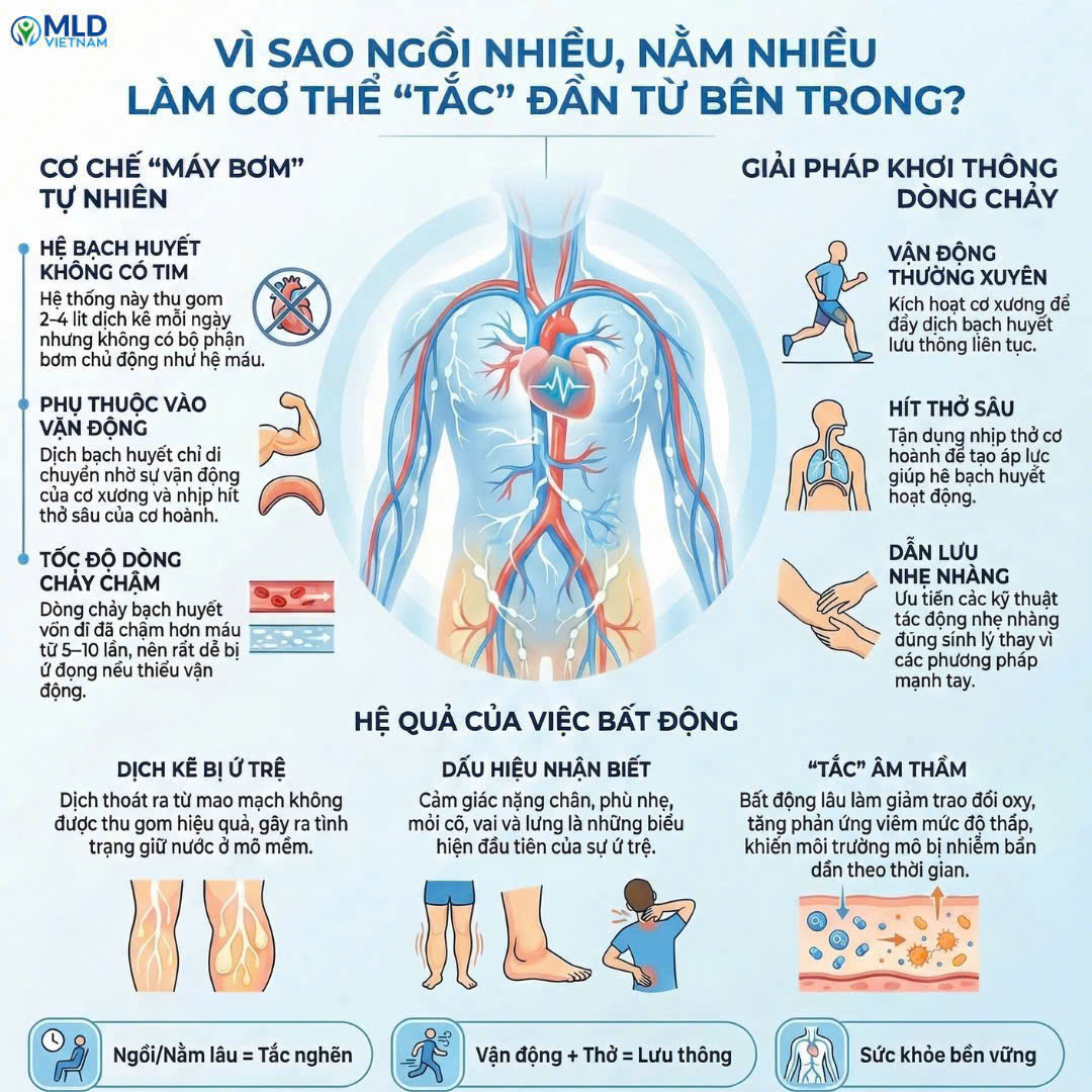 Vì sao ngồi nhiều, nằm nhiều làm cơ thể “tắc” dần từ bên trong?
