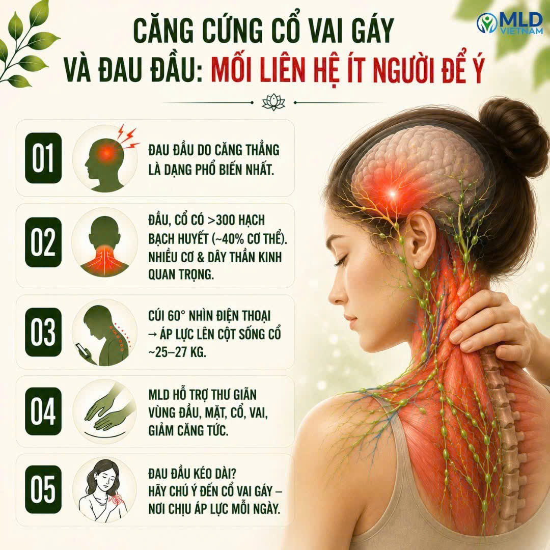 Căng cứng cổ vai gáy và đau đầu: mối liên hệ ít người để ý