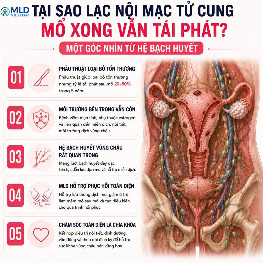 Tại sao lạc nội mạc tử cung mổ xong vẫn tái phát? – góc nhìn từ hệ bạch huyết