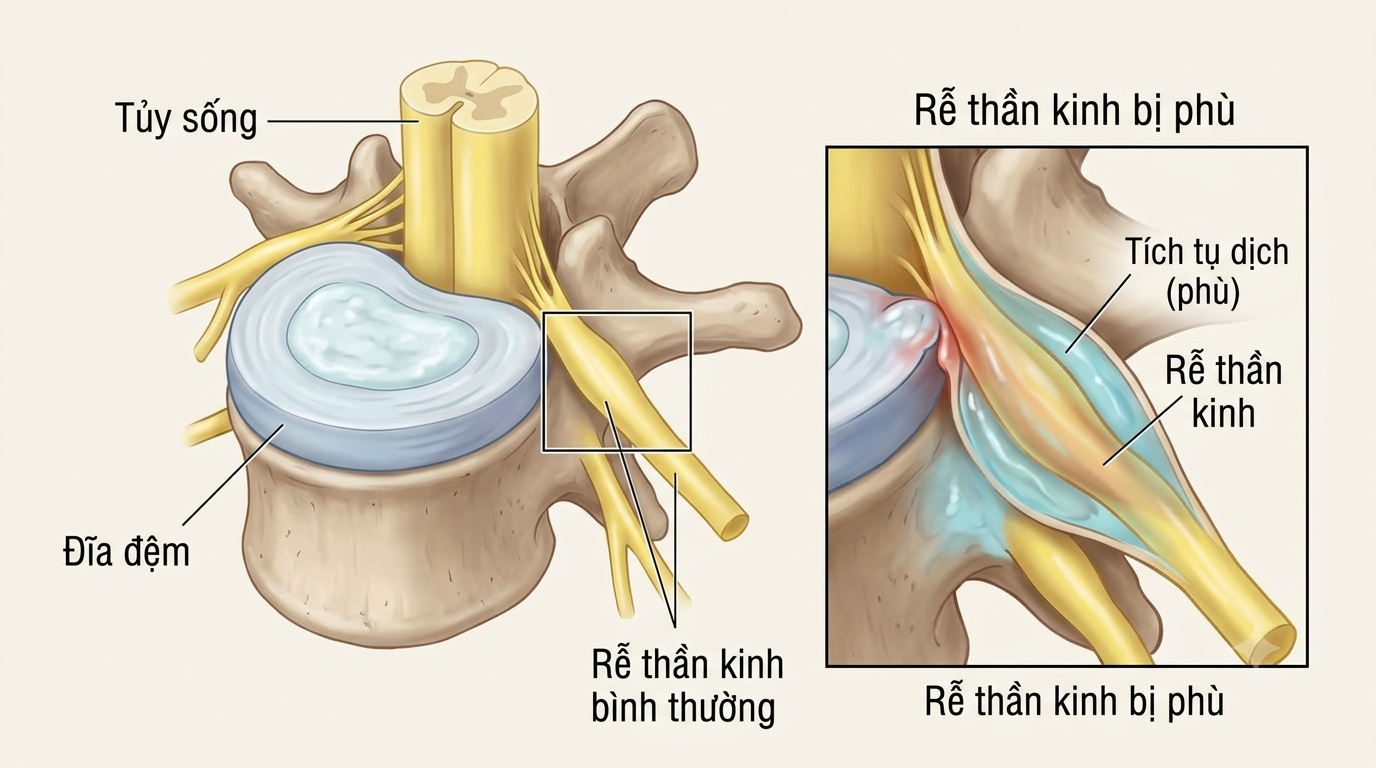 Vì sao giảm phù quanh dây thần kinh quan trọng hơn việc “đưa đĩa đệm về chỗ cũ”?