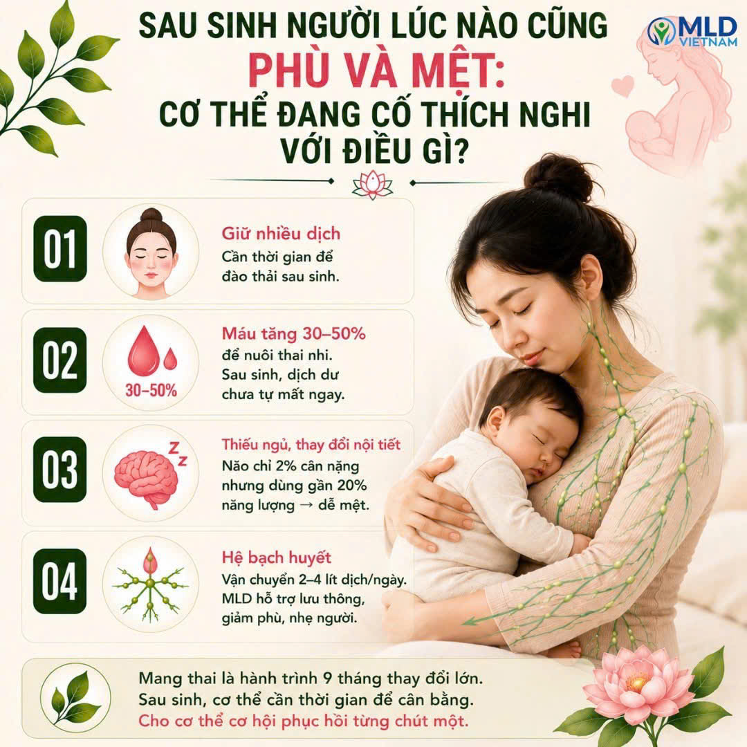 Sau sinh người lúc nào cũng phù và mệt: Cơ thể đang cố thích nghi với điều gì?